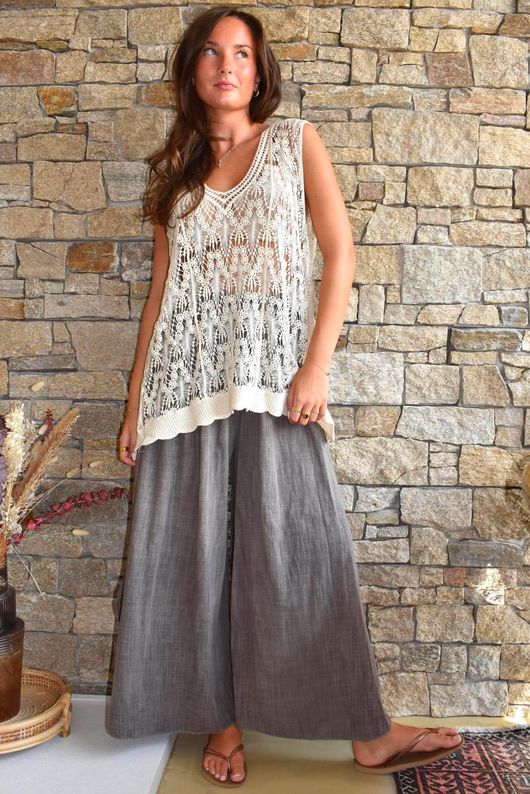 Aubrey Filigree Crochet Tank Cream